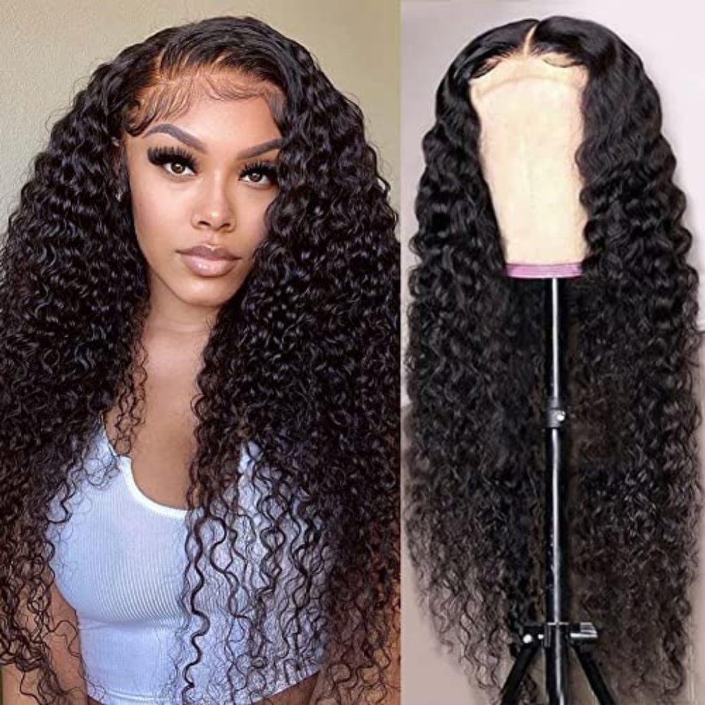 Deep Wave Lace Front Wig Human Hair 20 Inch 4x4 Lace Closure Wigs Deep Wave Wig